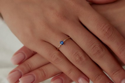 Mavi Damla Taşlı Burgu Tasarım Yüzük