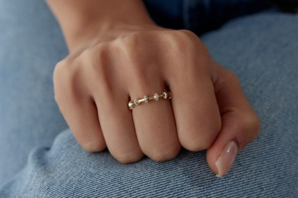 Kemik Tasarım Taşlı Yüzük