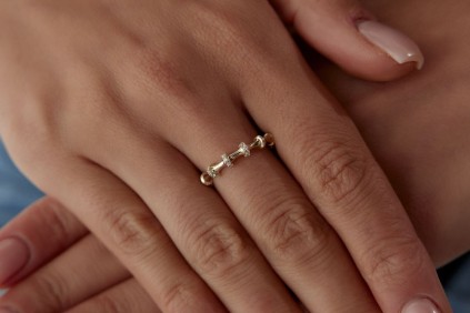 Kemik Tasarım Taşlı Yüzük