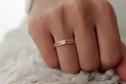 İki Sıra Taşlı Baget Yüzük