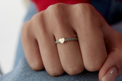 Kalp Turkuaz Tasarım Yüzük