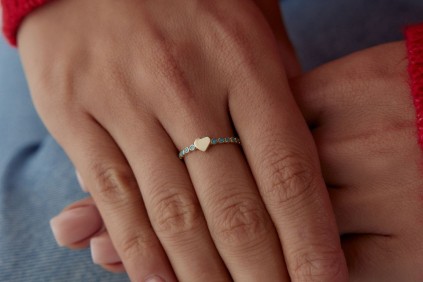 Kalp Turkuaz Tasarım Yüzük