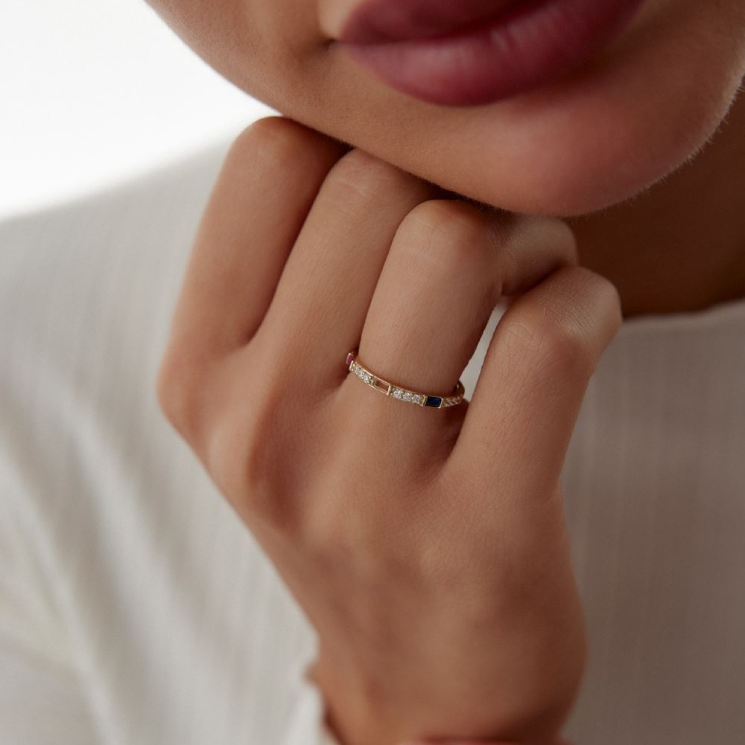 Renga Renkli Taşlı Yüzük