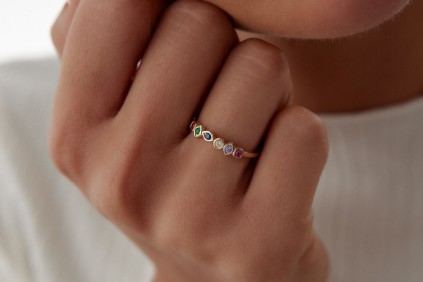 Renkli Taşlı Tasarım Yüzük