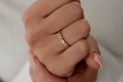 Renkli Taşlı Tasarım Yüzük