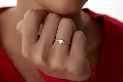 Kalp Nokta Tasarım Taşlı Yüzük