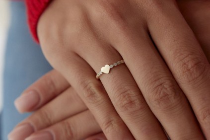 Kalp Nokta Tasarım Taşlı Yüzük