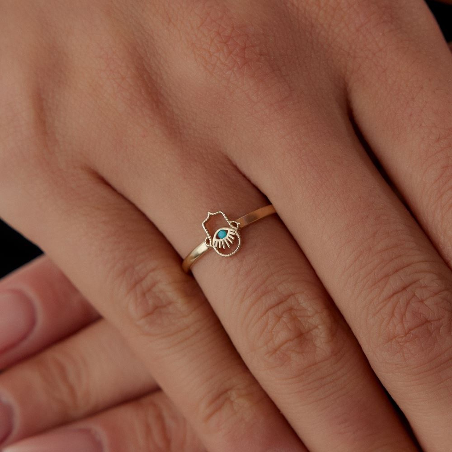 Göz Rabia Turkuaz Mineli Yüzük