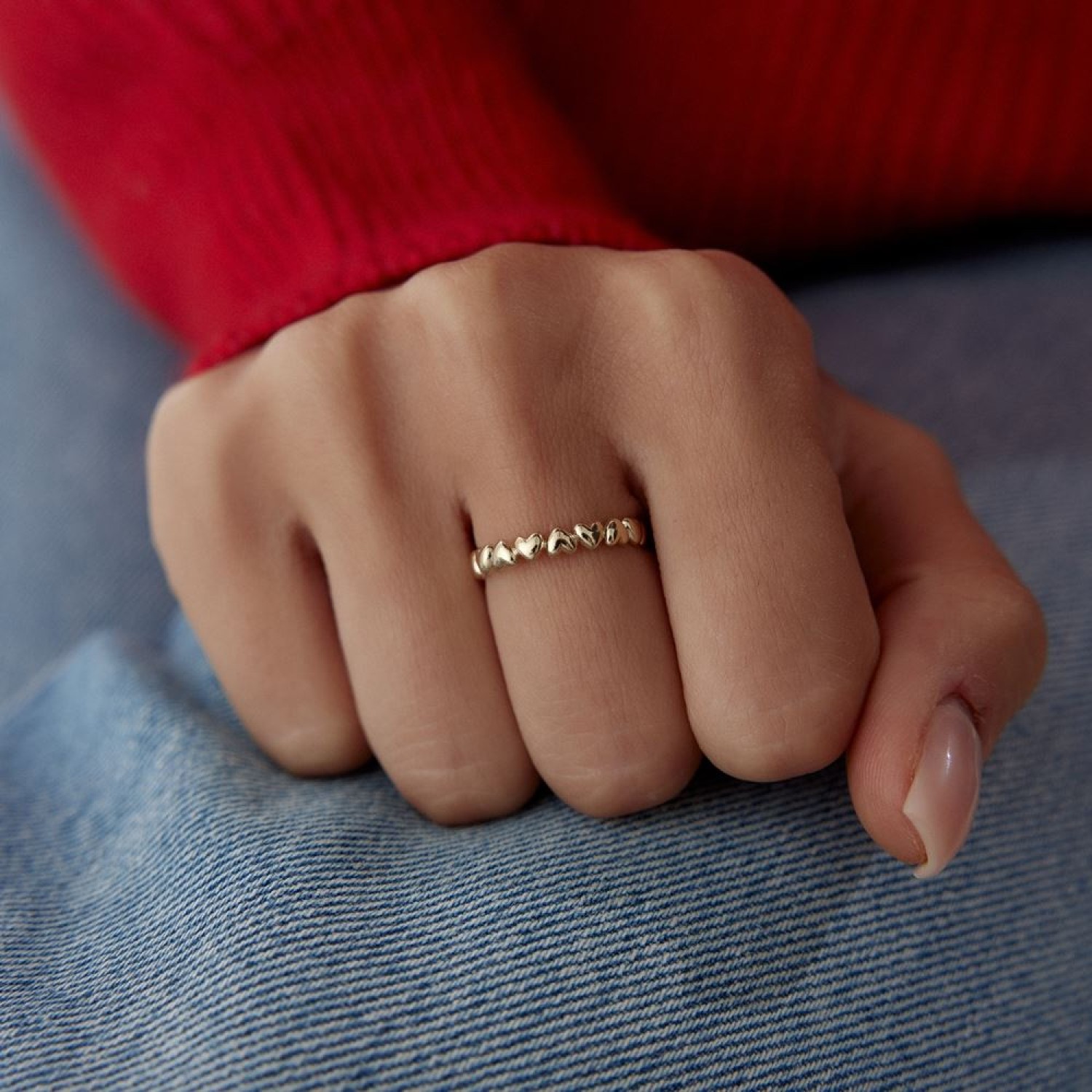 Kalp Sıralı Tasarım Yüzük