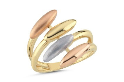 Üç Renk Dörtlü Oval Tasarım Yüzük