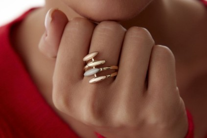 Üç Renk Dörtlü Oval Tasarım Yüzük