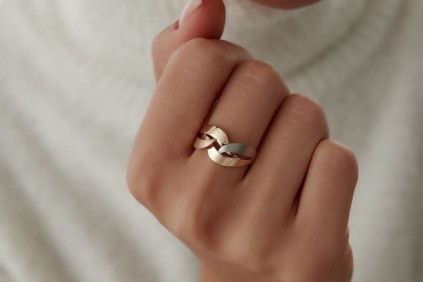 Üç Renk İkili Kesişim Çizgi Tasarım Yüzük