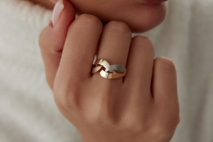 Üç Renk İkili Kesişim Çizgi Tasarım Yüzük