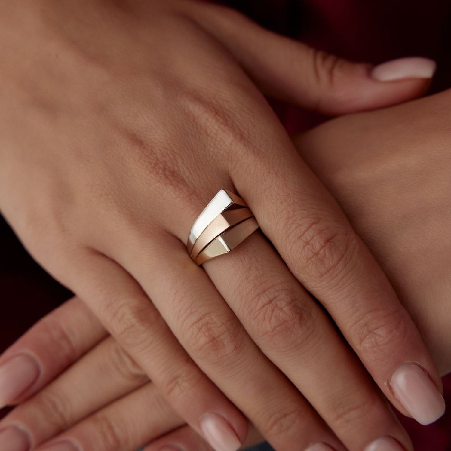 Üç Renk Çubuk Tasarım Yüzük