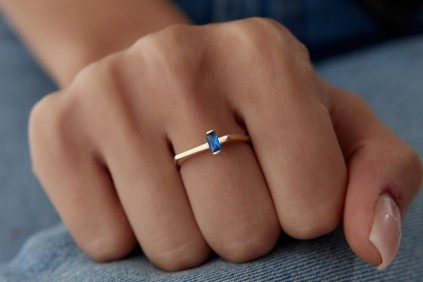 Mavı Taşlı Baget Yüzük