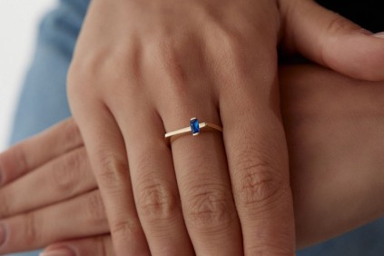 Mavı Taşlı Baget Yüzük