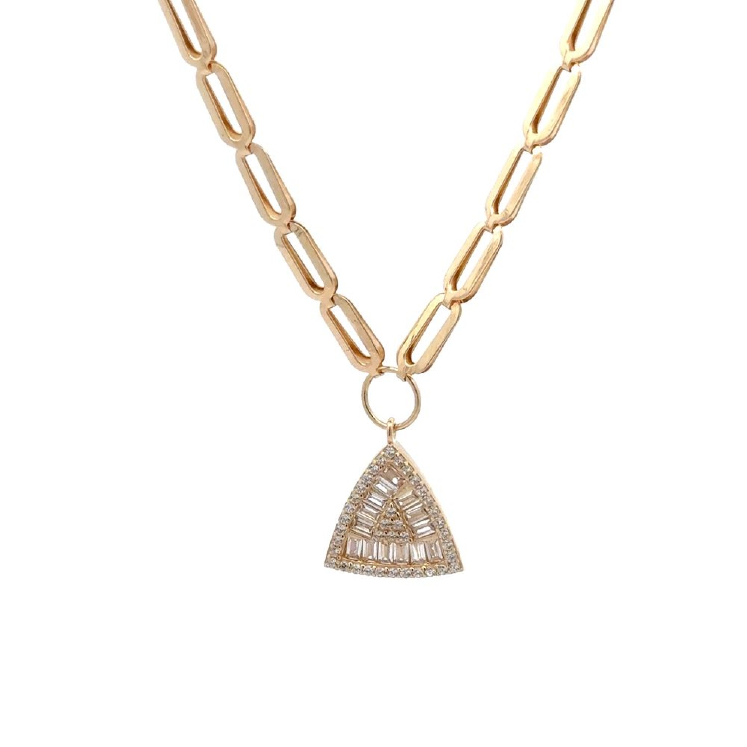 Baget Taşlı Üçgen Tasarım Kolye