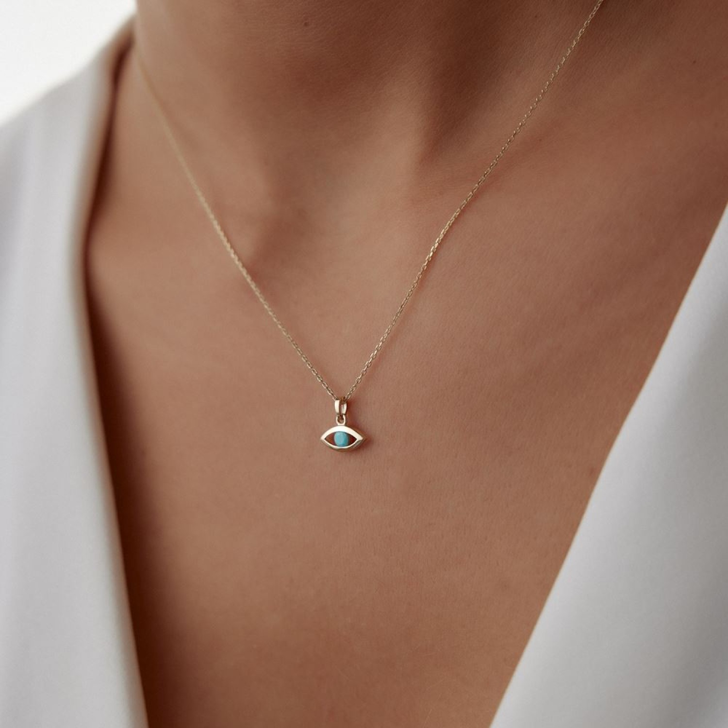 Göz Firuze Taşlı Kolye