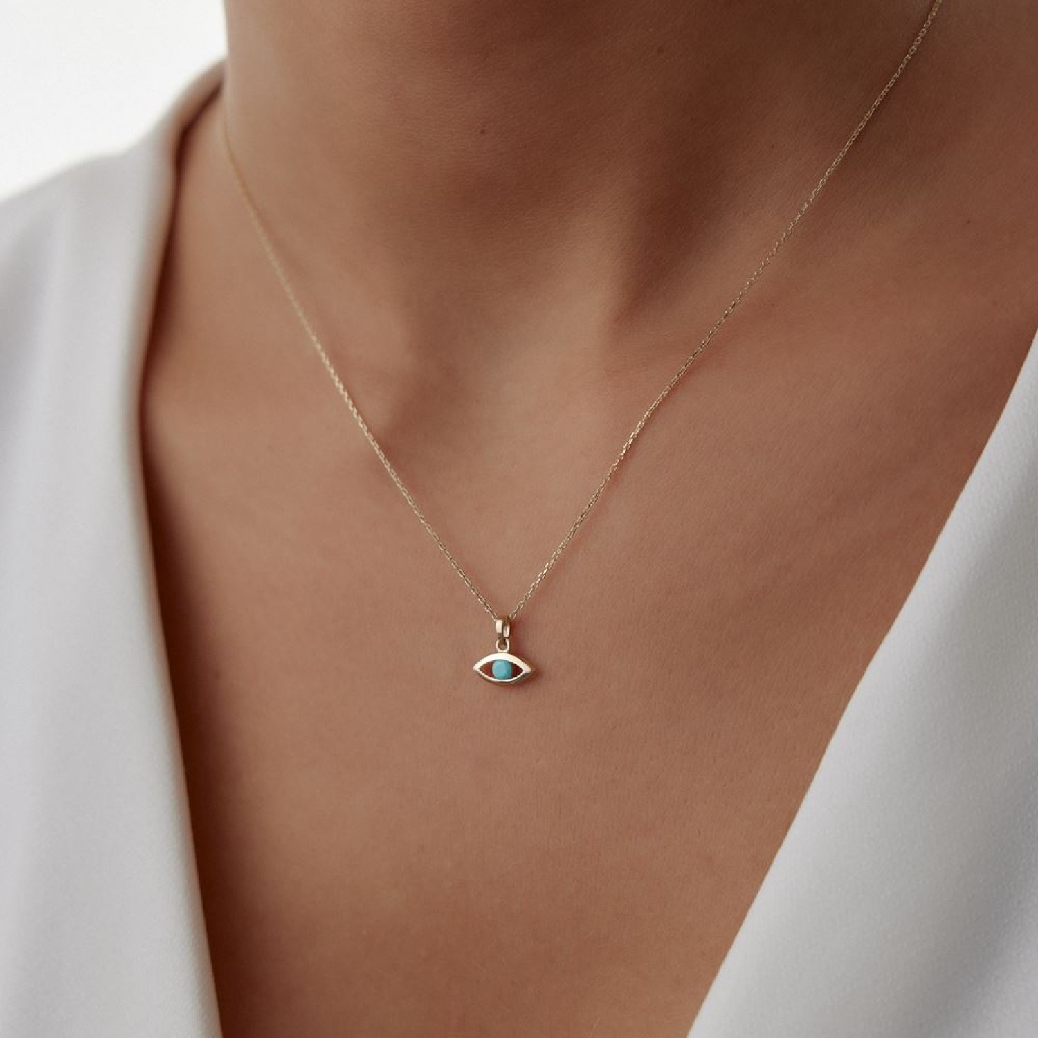 Göz Firuze Taşlı Kolye