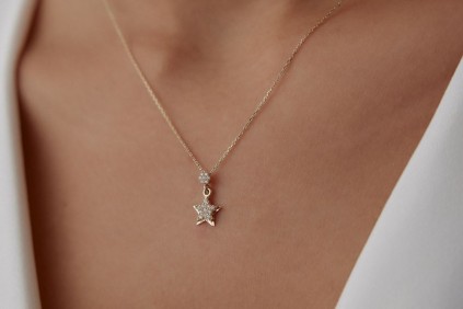 Yıldız İçinde Yıldız Taşlı Kolye