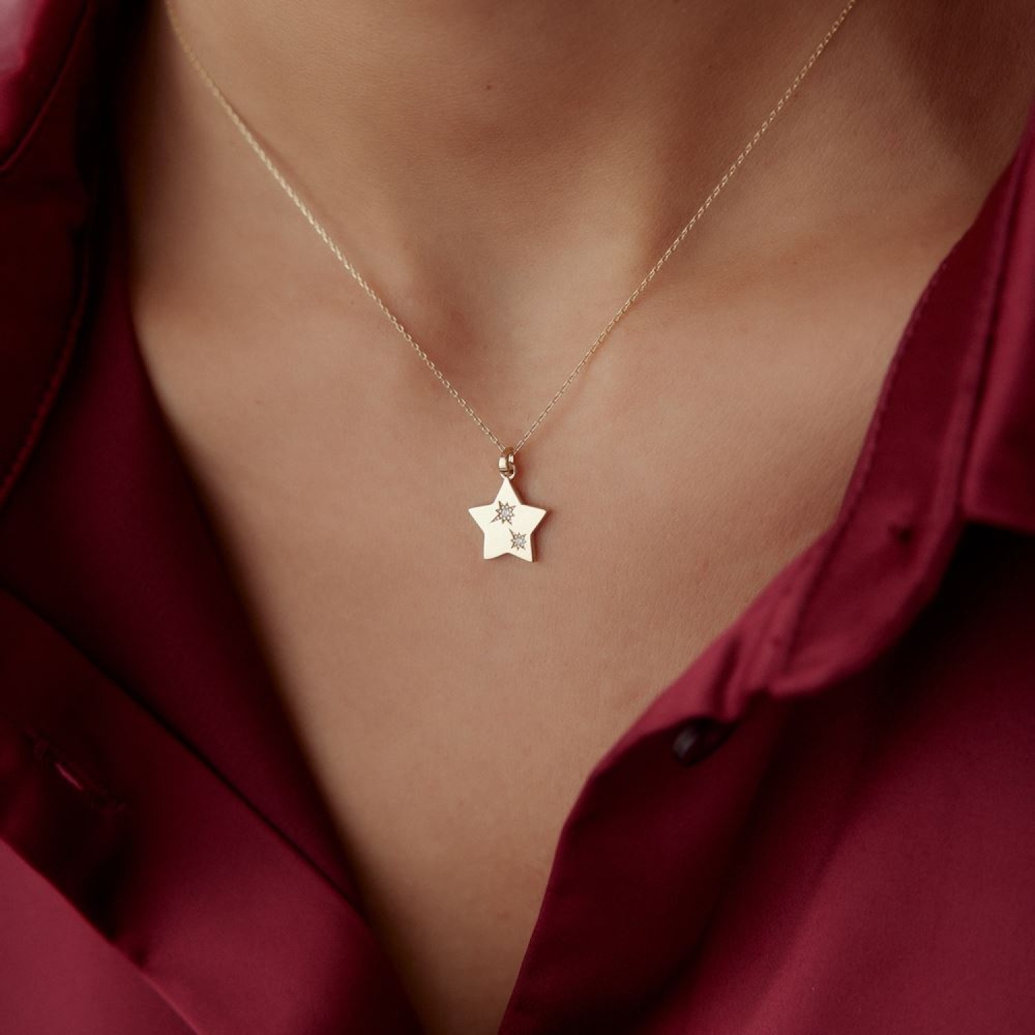 Yıldız Taşlı Tasarım Kolye