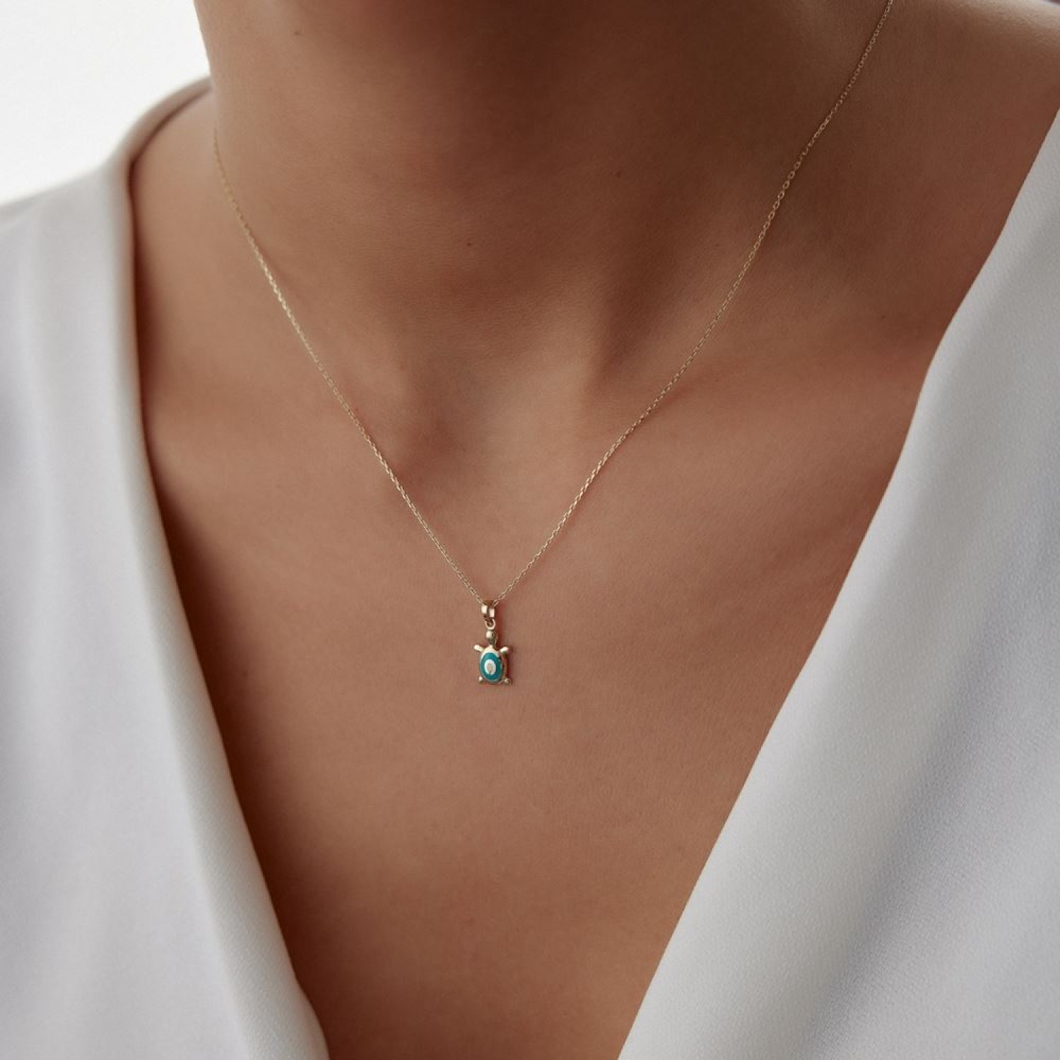 Kaplumbağa Mineli Tasarım Kolye