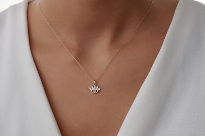 Parçalı Taşlı Göz Tasarım Kolye