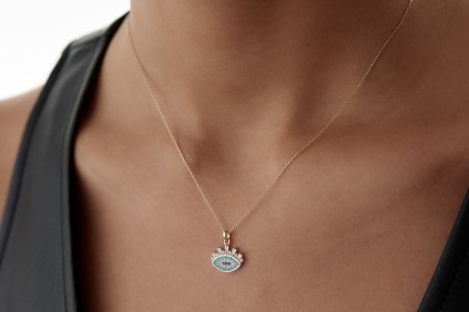 Renkli Parçalı Taşlı Göz Kolye