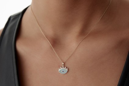 Renkli Parçalı Taşlı Göz Kolye