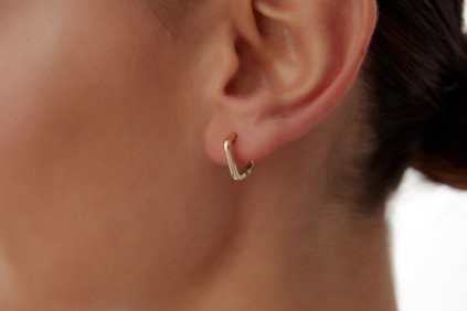 Kare Yarım Daire Halka Küpe