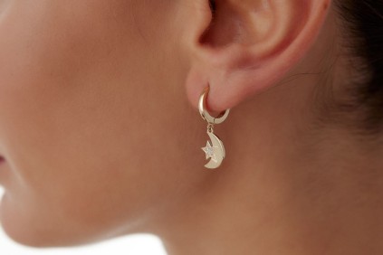 Yıldız Ay Taşlı Tasarım Küpe