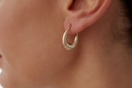 U Tırtıklı Tasarım Halka Küpe