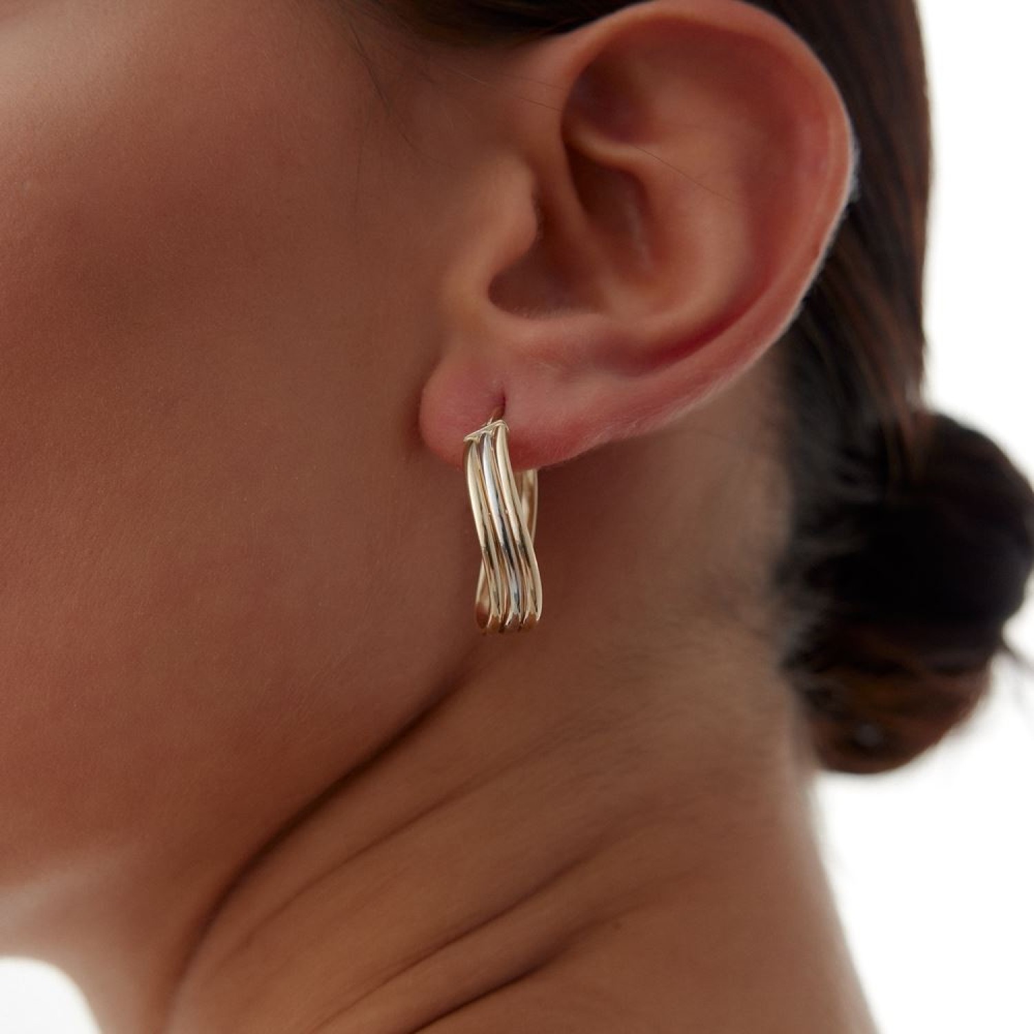 Üç Renk Dalga Tasarım Küpe