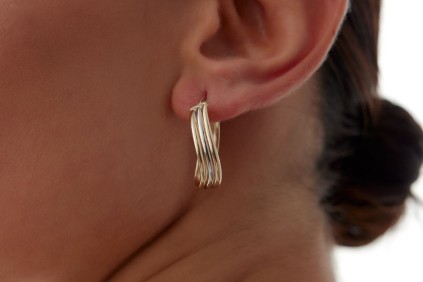 Üç Renk Dalga Tasarım Küpe