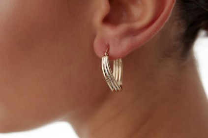 Üç Renk Dalga Tasarım Küpe