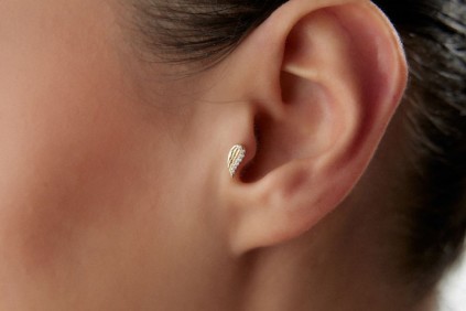 Yaprak Tasarım Taşlı Piercing