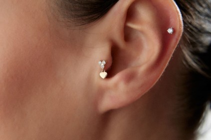 Kalp Damla Taşlı Piercing