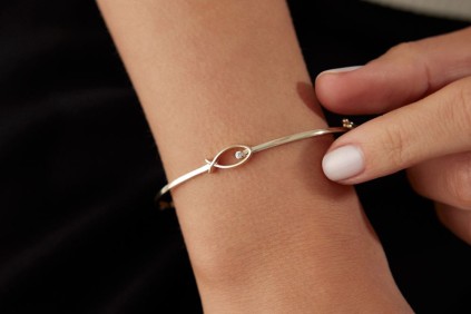 Balık  Tasarım Taşlı Kelepçe