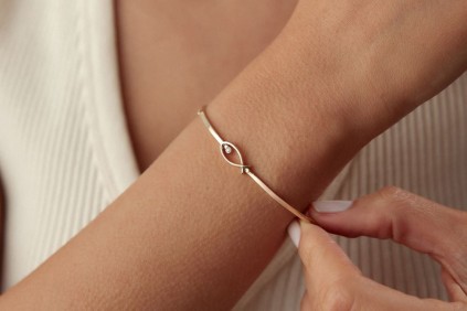 Balık  Tasarım Taşlı Kelepçe