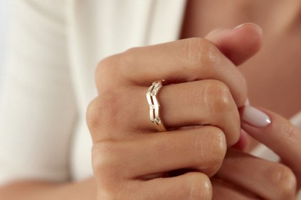 Dalga Tasarım Taşlı Yüzük