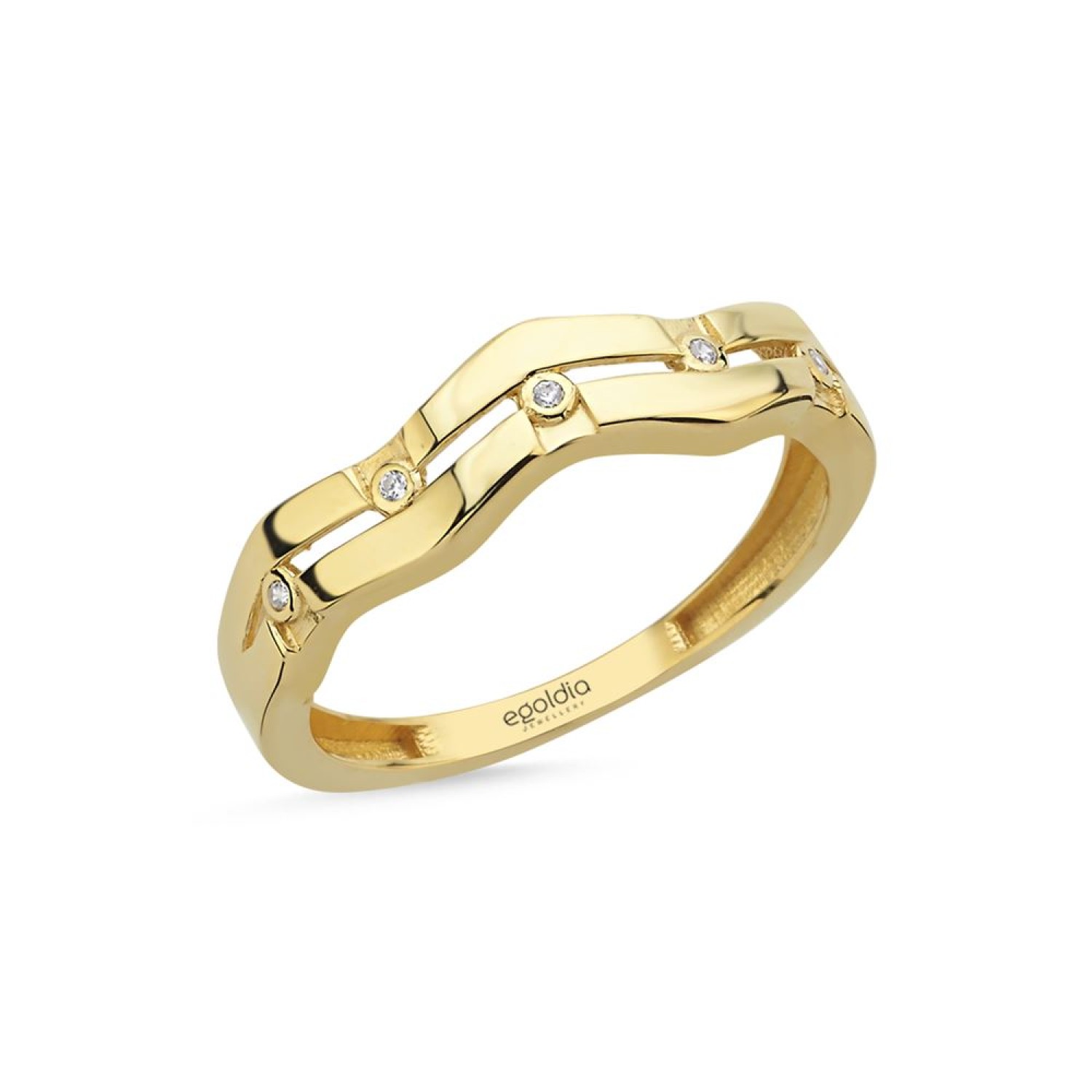 Dalga Tasarım Taşlı Yüzük