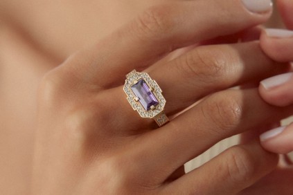 Mor Taşlı Baget Yüzük