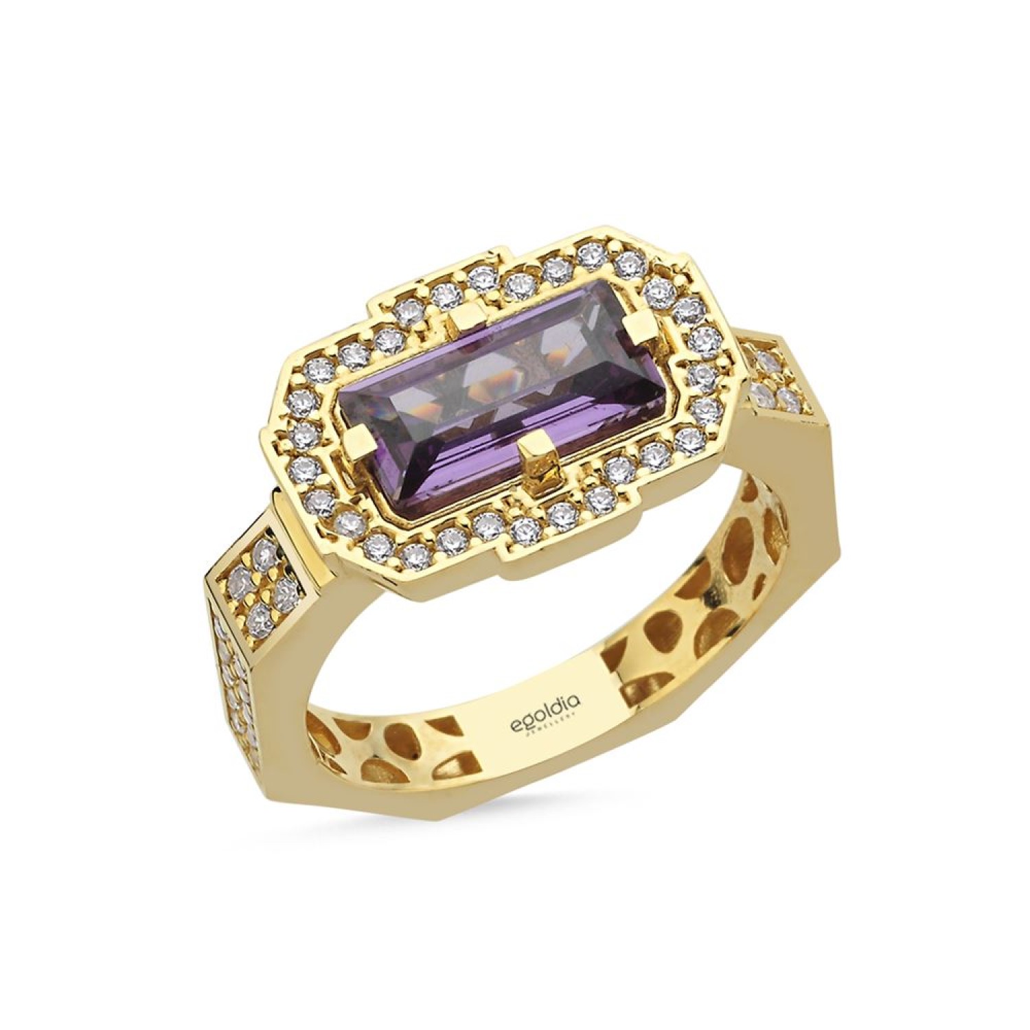 Mor Taşlı Baget Yüzük