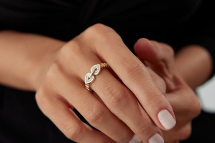 İki Kalp Taşlı Yüzük