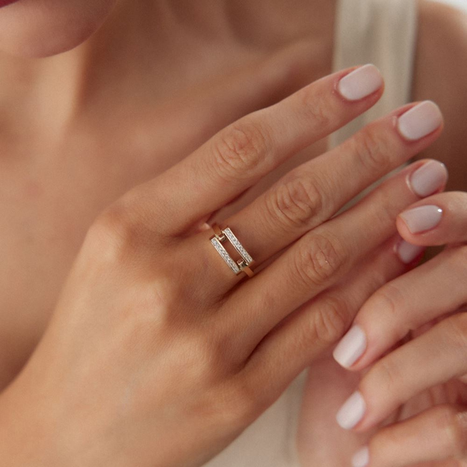 Kaburga İkili Taşlı Yüzük