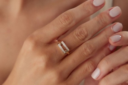 Kaburga İkili Taşlı Yüzük