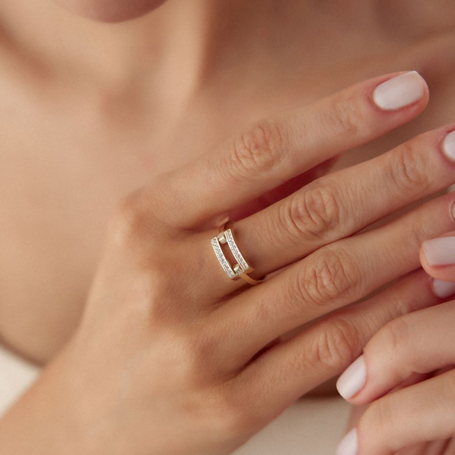 Kaburga İkili Taşlı Yüzük