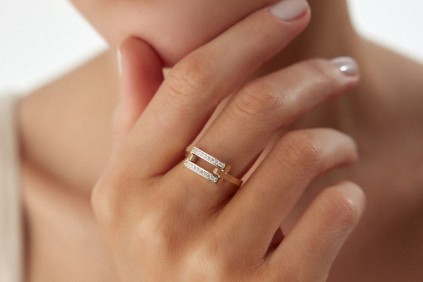 Kaburga İkili Taşlı Yüzük