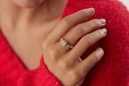 Burgu Taşlı Düğüm Yüzük