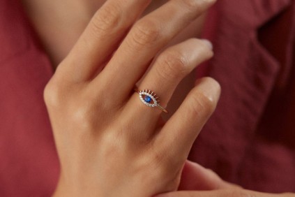 Mavi Taşlı Göz Yüzük